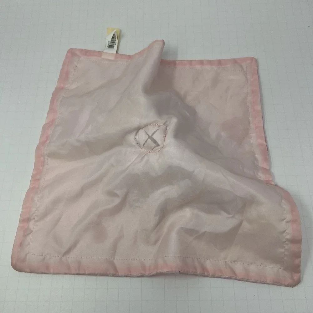 MTY International Security Blanket 13x13 Pink Bunny Polka Dot Satin Lining